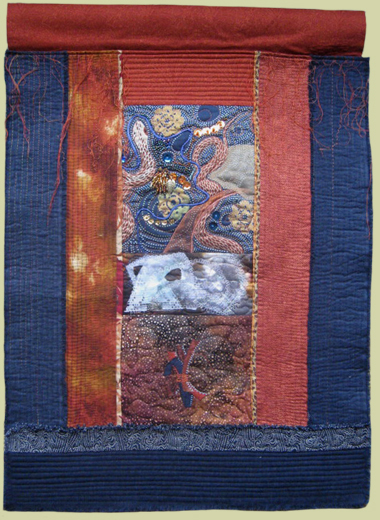 Image of quilt titled “Shaman II” by Janet Foster 