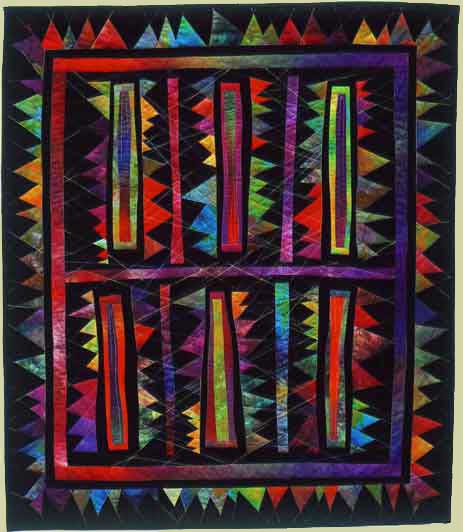Image of quilt titled "Interconnections," by Louise Harris