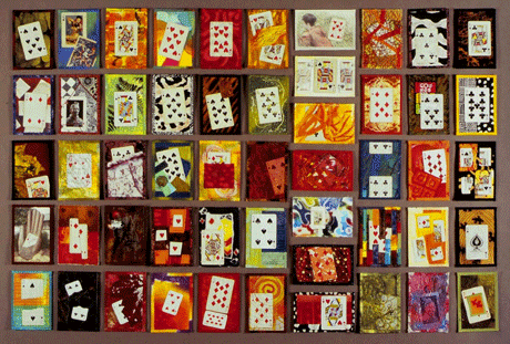 image of quilt titled "postCARDS: 52 cards, 52 weeks" by Cameron Anne Mason © 2007