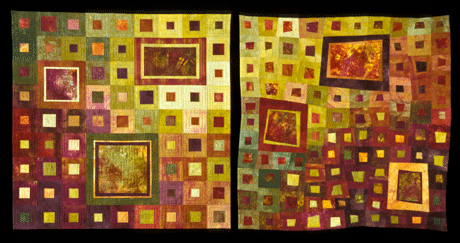 image of diptych quilt titled "Plum Tango" by Bonny Brewer and Janet Kurjan © 2003