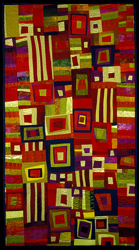 image of quilt titled "Acid Greens/Raging Reds" by Judith MacMillan © 2005