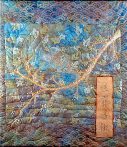 Image of quilt titled "A Peach Branch with Clear Morning Dew" by Giselle Gilson Blythe
