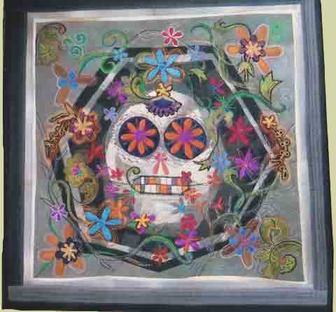Image of "Dia de los Muertos" quilt by Elizabeth Ford-Ortiz