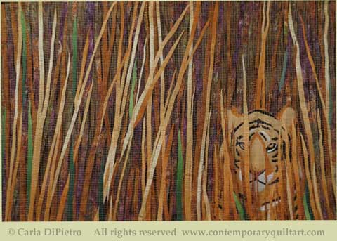 Image of "Tiger in Tall Grass" quilt by Carla DiPietro 